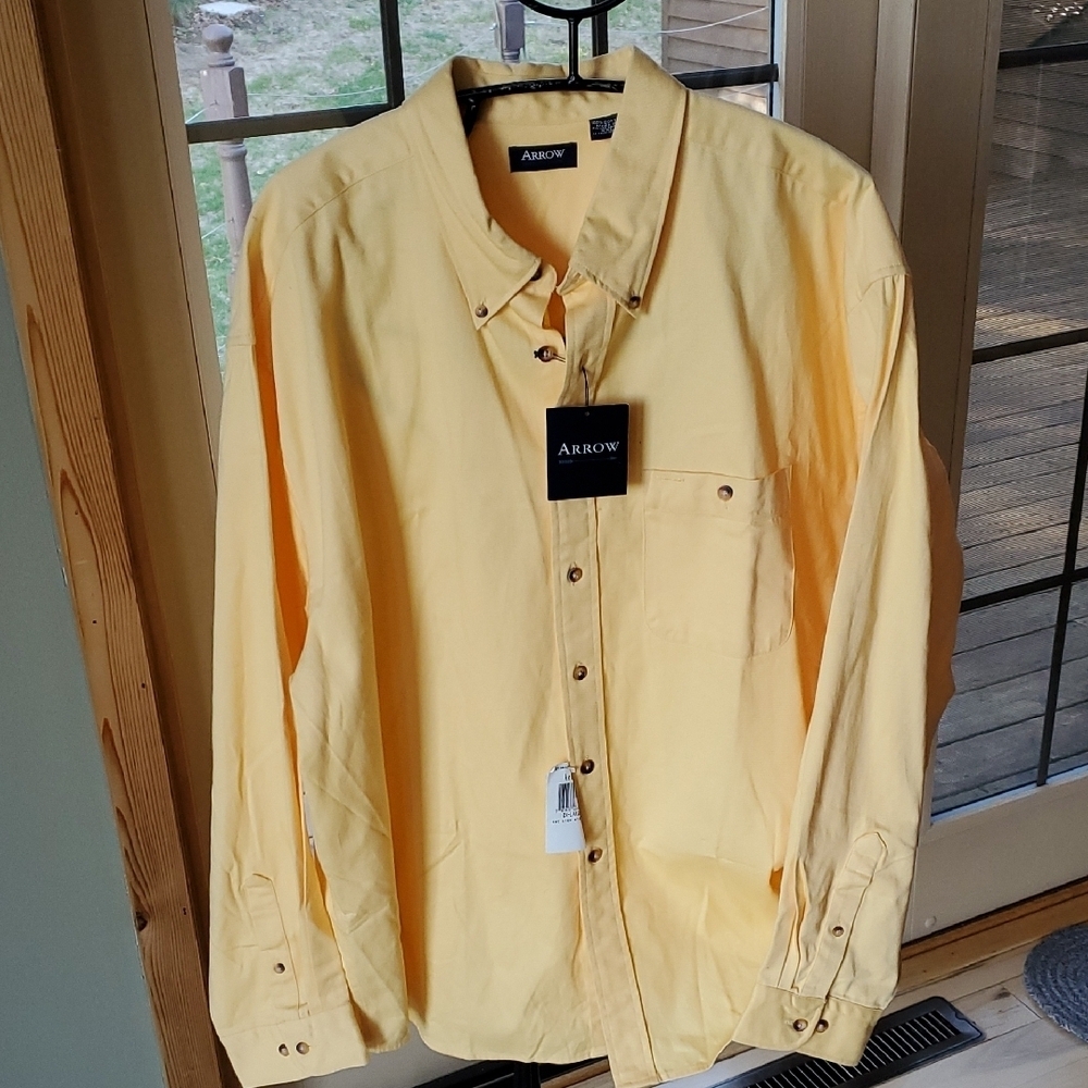 Arrow Long Sleeve Button Down Yellow Sz. 2XL Shirt NWT